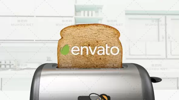 Toaster面包机烘培3dlogo标志视频AE模板插图