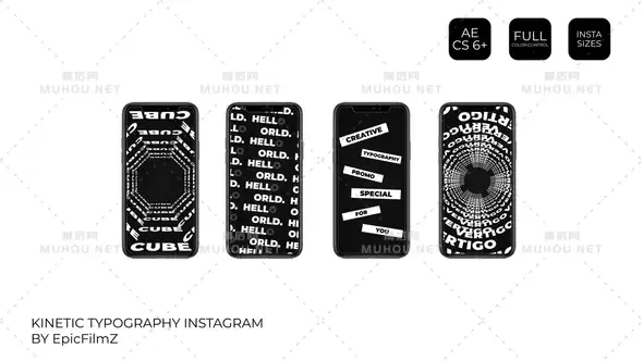 动态排版Instagram幻灯片设计抽象文字视频AE模板插图