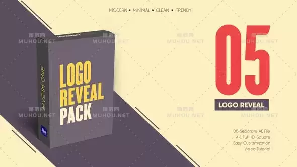 现代迷你简洁图形动画LOGO标志片头AE视频模板素材 Minimal Logo Reveal Pack插图