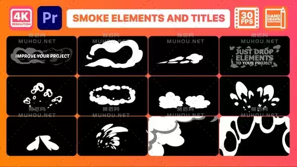 15个二维卡通烟雾MG动画AE视频模板素材 Smoke Pack And Titles