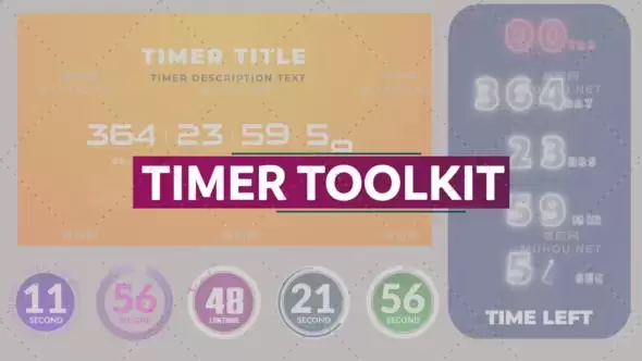 优雅精美创意时间计数时钟倒计时动画AE视频模板素材 Timer Toolkit