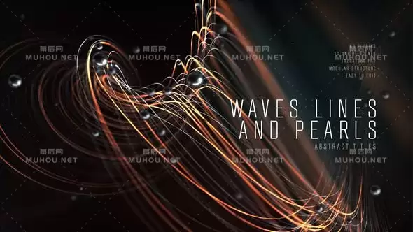 大气三维粒子线条文字标题宣传开场片头AE视频模板素材 Abstract Titles Wave Lines and Pearls插图