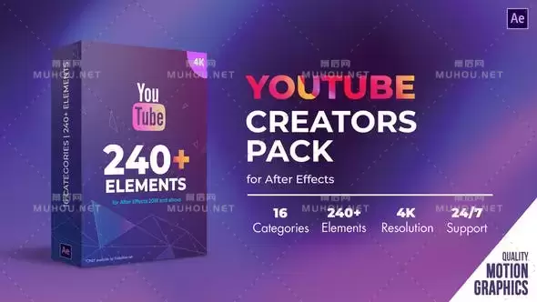 社交媒体点赞订阅评论标题排版开场动画AE视频模板素材 YTB Creators Pack插图