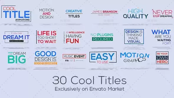 30个绚丽简洁文本文字标题字幕排版动画AE视频模板素材 30 Cool Titles插图
