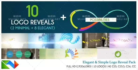 10组简洁迷你图形LOGO标志开场片头AE视频模板素材 Elegant And Simple Logo Pack插图