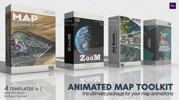 自定义地图轨迹路线动画工具包AE视频模板素材 Animated Map Toolkit插图