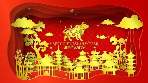 2021农历新年春节节日喜庆开场片头AE视频模板素材