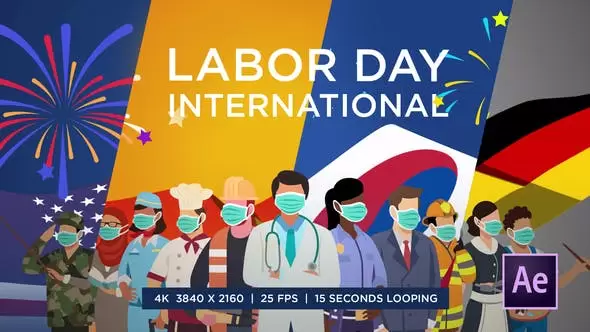 庆祝五一国际劳动节简短MG动画AE视频模板素材 Happy Labor Day International插图