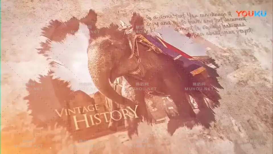 中国风水墨消散复古视频幻灯片开场片头AE视频模板素材 Vintage History