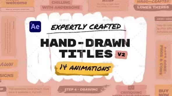 手绘笔刷涂抹文本文字标题字幕动画AE视频模板素材 Hand Drawn Brush Titles插图