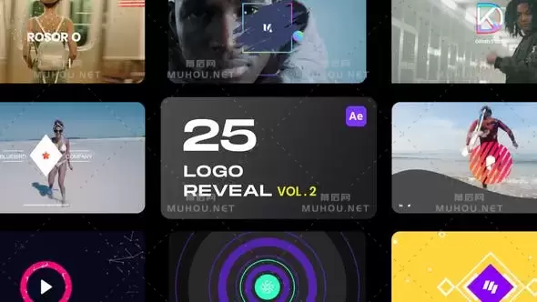 20+个简洁图形LOGO标志展示动画AE视频模板素材 25 Logo Reveal Bundle V2插图