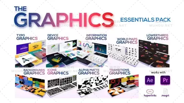 700个时尚图形文本文字标题图文混排AE视频模板素材 The Graphics Essentials Pack插图