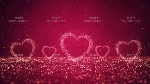 爱情背景浪漫红心粒子视频素材下载插图