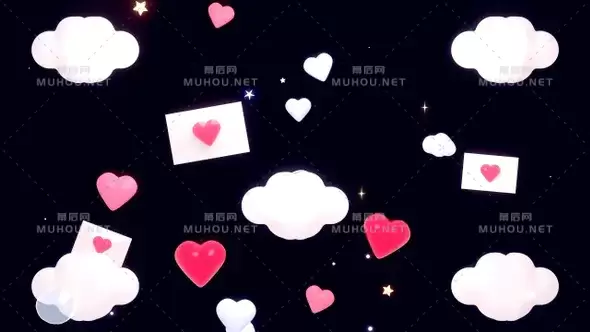 情书天空云朵动画视频素材下载插图