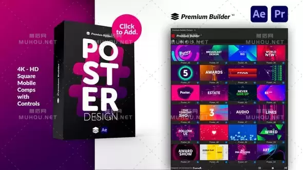 200+个文本文字标题LOGO标志排版动画AE视频模板素材+PremiumBuilder脚本 Posters插图