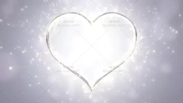 银色婚礼背景上闪闪发光的白色爱心视频素材下载插图