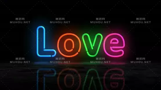 爱情符号发光霓虹灯3d灯视频素材下载插图