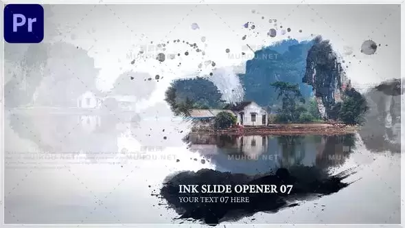 中国风水墨遮罩视频幻灯片图文混排AE视频模板素材 Ink Opener