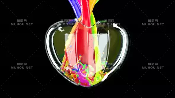 3d玻璃心形彩色LGBTQ液体混合浪漫概念3d Glass 视频素材下载插图