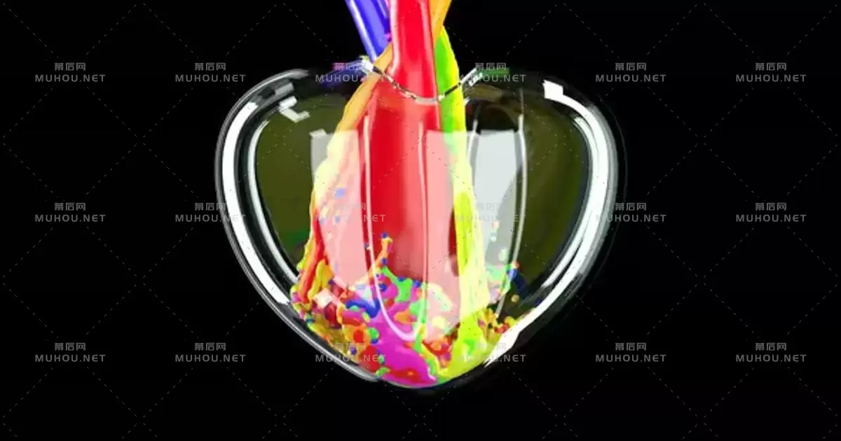 3d玻璃心形彩色LGBTQ液体混合浪漫概念3d Glass 视频素材下载