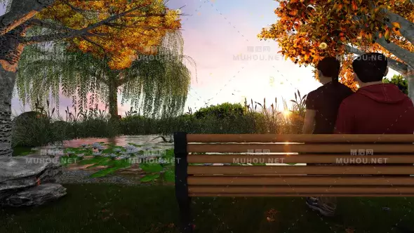 美丽的神话般的湖泊和两个恋爱情侣视频素材下载插图
