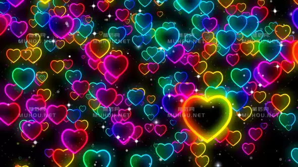 心形彩色霓虹灯Heart Colorful Neon视频素材下载插图