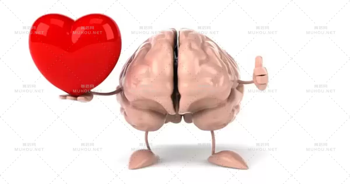 有趣的卡通大脑3d模型Fun cartoon brain视频素材下载