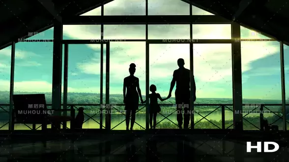 幸福家庭的剪影Silhouettes Of A Happy Family视频素材下载插图