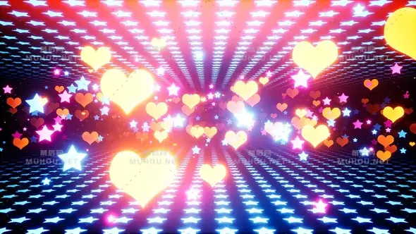 心与星动感放射背景Hearts And Stars视频素材插图