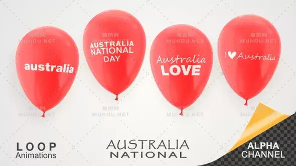 澳大利亚国庆庆典气球三维动画视频素材插图