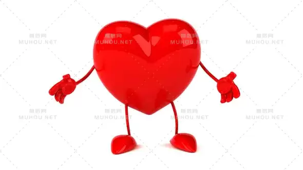 有趣的3D卡通心形做演示Fun 3D cartoon heart doing a presentation视频素材下载插图