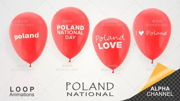 波兰国庆庆典气球Poland National Day Celebration Balloons视频素材下载插图