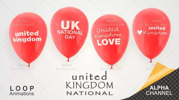 6套英国国庆日庆祝气球United Kingdom National Day Celebration Balloons视频素材下载插图