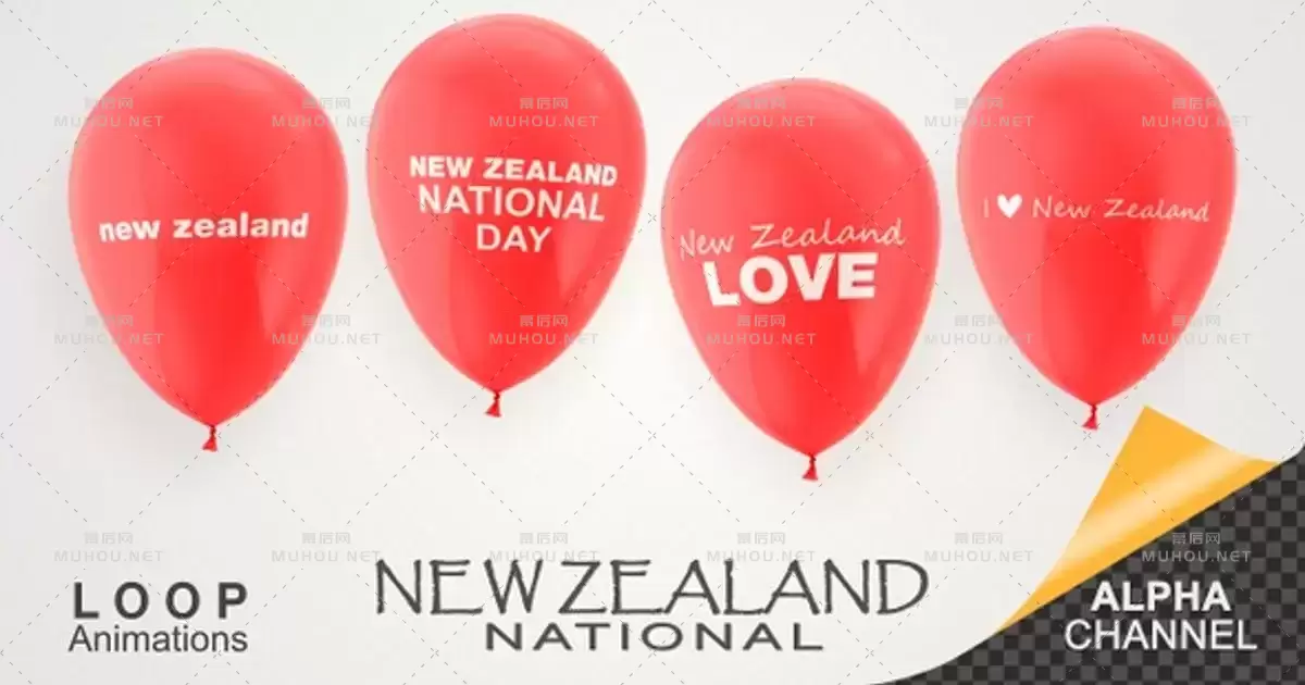 新西兰国庆庆典气球New Zealand National Day Celebration Balloons视频素材下载