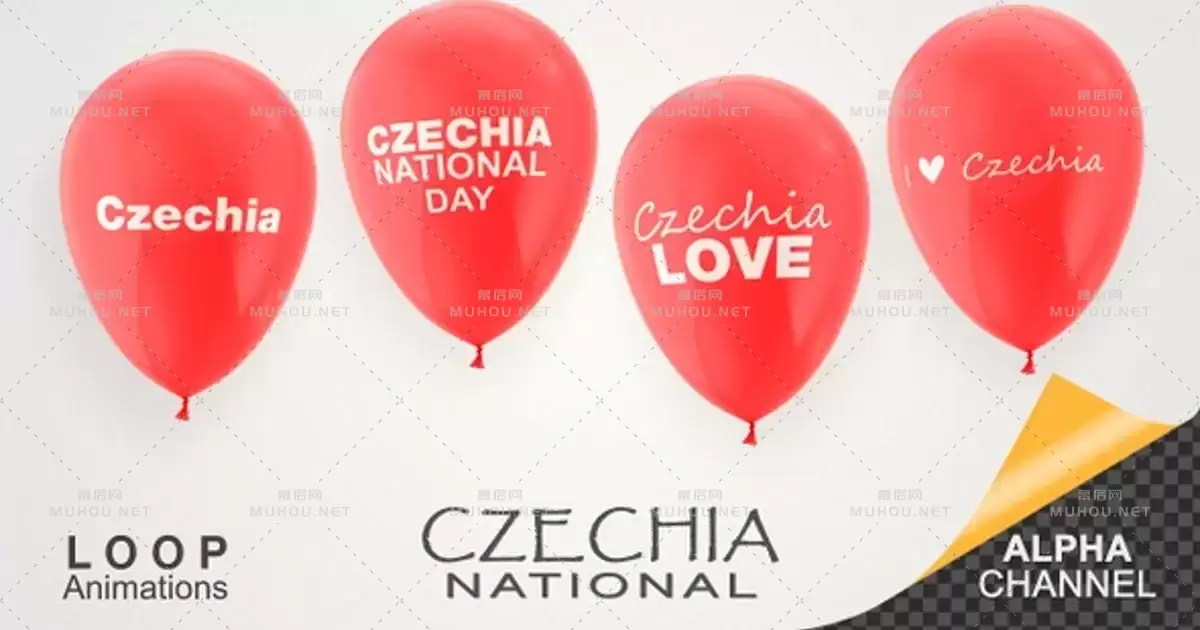 捷克国庆日庆祝气球Czechia National Day Celebration Balloons视频素材下载