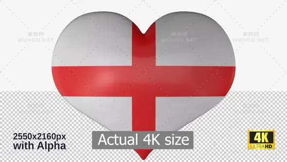 英格兰国旗心形旋转England Flag Heart Spinning视频素材下载插图
