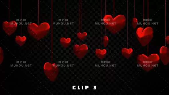 悬挂式心形8K特效背景Hanging Hearts 8K视频素材下载插图