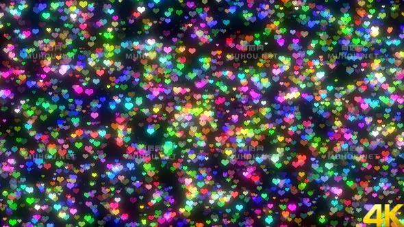 彩色情人节心形粒子发光Colorful 4k视频素材下载插图