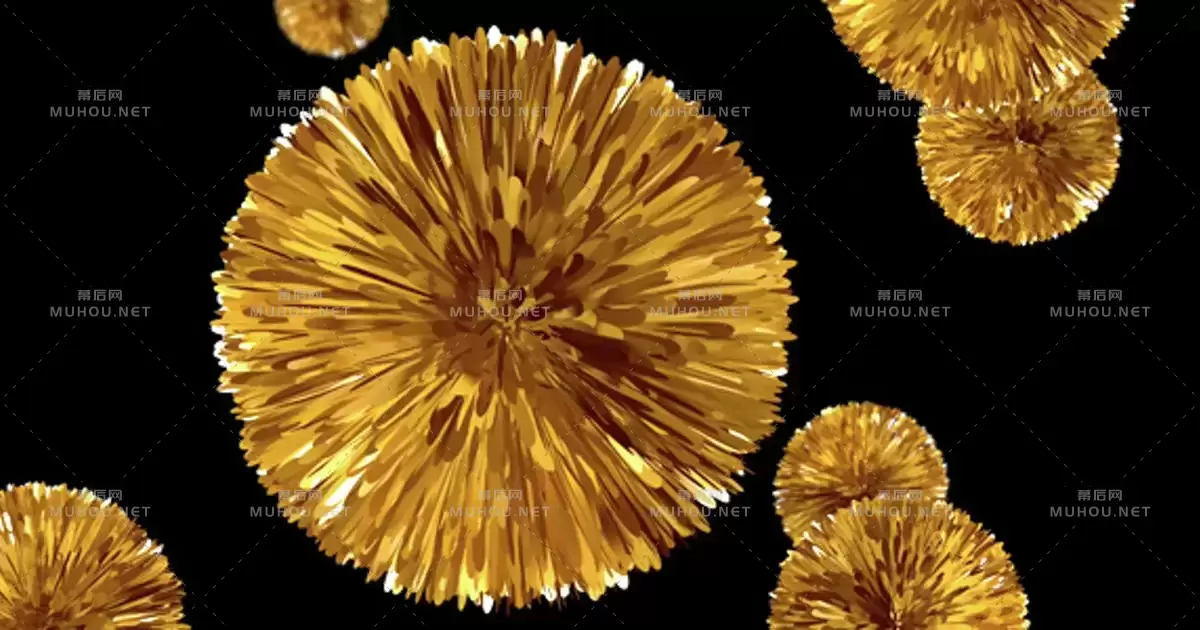 飞翔的金色绒球 -- 浪漫的节日装饰视频素材下载