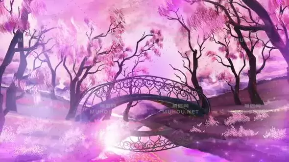 浪漫艺术绘画小桥场景Romantic Art Painting视频素材下载插图