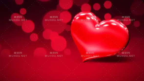动画特写动作大浪漫心和闪闪发光的红色情人节闪亮背景视频素材下载插图