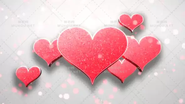 动画特写镜头情人节浪漫的心闪亮的背景Animation closeup motion romantic hearts on Valentine’s day shiny background视频素材插图