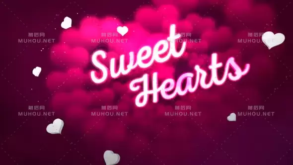 动画特写甜蜜的心文本和动作浪漫的心在情人节闪亮的背景Animated closeup Sweet Hearts text and motion romantic heart on Valentine’s day shiny background视频素材下载插图