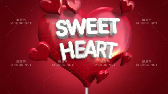 动画特写甜蜜的心文本和运动浪漫的心在情人节闪亮的背景Animated closeup Sweet Heart text and motion romantic heart on Valentine day shiny background视频素材下载插图