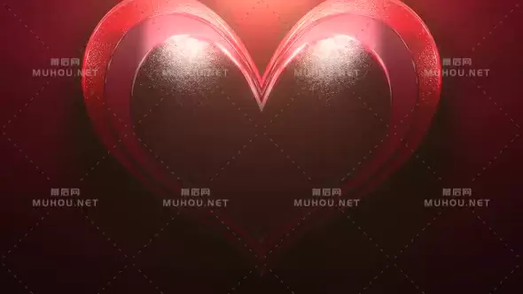特写镜头大浪漫心在红色情人节闪亮背景Closeup motion big romantic heart on red Valentines day shiny background视频素材下载插图
