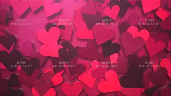 动画特写镜头情人节浪漫的心闪亮的背景Animation closeup motion romantic hearts on Valentine day shiny background视频素材下载插图