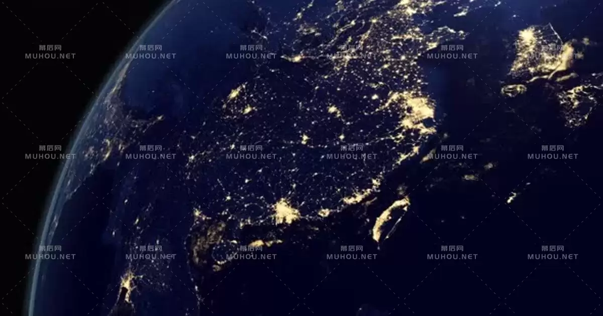 夜晚的中国外太空地球China at Night视频素材下载