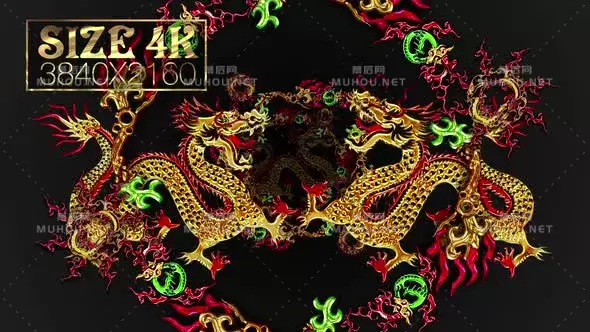 中国龙4K 循环动画视频素材下载插图