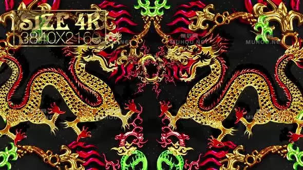 中国龙4K 舞蹈动画元素视频素材下载插图