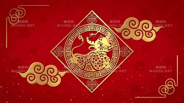农历新年 | 牛年祥云红色中国风动画视频素材下载插图